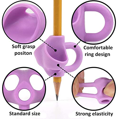 Soporte de Lápiz, HEOCAKR 9 Piezas Adaptador Lapiz para Niños Herramienta de Corrección de Postura de Escritura para Lápices, Agarrador de Lápiz Ayuda Escribir para Niños/Adultos, Colores Surtidos