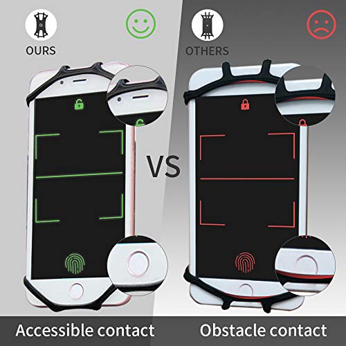 Soporte movil bicicleta, compatible con la cara y el tacto, rotación universal de 360 °, ajustable y desmontable de silicona para iPhone, Huawei, Samsung, Google Pixel y más teléfonos