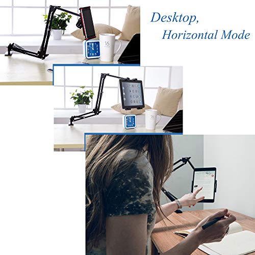 Soporte Tableta, QZT Soporte para Teléfono Móvil, Cuello de Cisne Ajustable Universal con Brazo Largo Ajustable Soporte Flexible para Tableta/Cama iPad Samsung iPhone Huawei