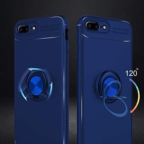 SORAKA Funda para iPhone 8 Plus iPhone 7 Plus con Anillo Giratorio de 360 Grados Funda Silicona Suave Funda Ultrafina con Placa de Metal para Soporte magnético de teléfono para automóvil