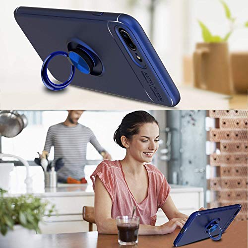 SORAKA Funda para iPhone 8 Plus iPhone 7 Plus con Anillo Giratorio de 360 Grados Funda Silicona Suave Funda Ultrafina con Placa de Metal para Soporte magnético de teléfono para automóvil