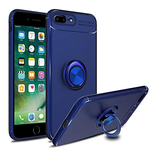 SORAKA Funda para iPhone 8 Plus iPhone 7 Plus con Anillo Giratorio de 360 Grados Funda Silicona Suave Funda Ultrafina con Placa de Metal para Soporte magnético de teléfono para automóvil