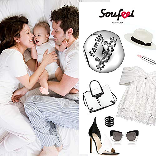 SOUFEEL Charm Plata de Ley 925 Abalorios Dibujo Familia Beads Dijes en Forma Redondo Compatible con Pulsera o Collar Similar de Europeas Rlegalo para el Día Madre