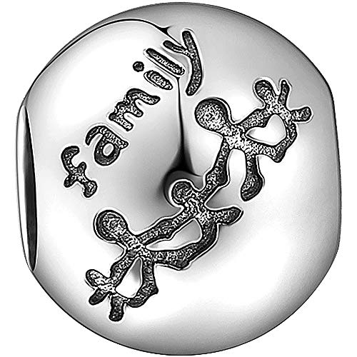 SOUFEEL Charm Plata de Ley 925 Abalorios Dibujo Familia Beads Dijes en Forma Redondo Compatible con Pulsera o Collar Similar de Europeas Rlegalo para el Día Madre