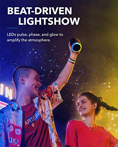 Soundcore Flare Mini Altavoz Bluetooth, Altavoz inalámbrico portátil, IPX7 Impermeable para Fiestas al Aire Libre, emisión de Luces LED con Sonido 360° y tecnología BassUp™
