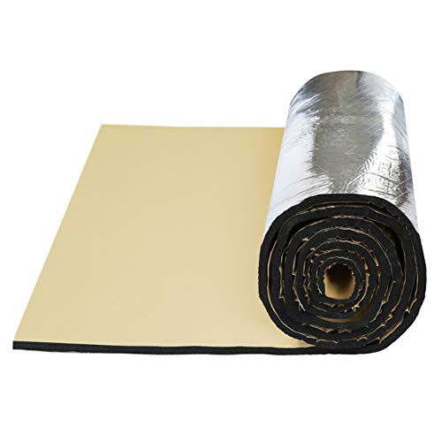 sourcing map 200cm x 50cm Vehículo Insonorizante Forro Aluminio Papel Adhesivo 10mm de Espesor Espuma Aislante de Calor Aislamiento Térmico Acústico Amortiguación de Sonido