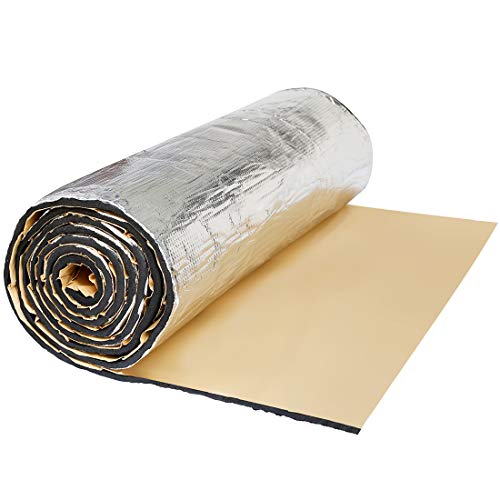 sourcing map 200cm x 50cm Vehículo Insonorizante Forro Aluminio Papel Adhesivo 6mm de Espesor Espuma Aislante de Calor Aislamiento Térmico Acústico Amortiguación de Sonido Audio