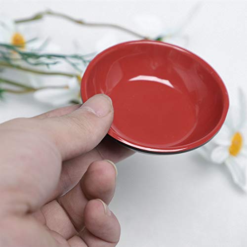 sourcing map Cerámica Doméstico Redondo Salsa Soja para Mojar Taza Plato 7cm Dia 5 Unidades Rojo