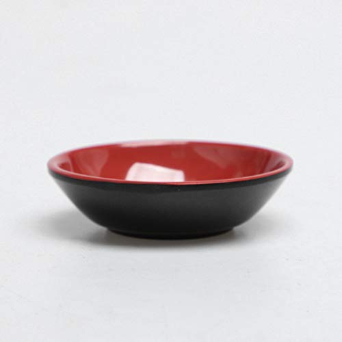 sourcing map Cerámica Doméstico Redondo Salsa Soja para Mojar Taza Plato 7cm Dia 5 Unidades Rojo
