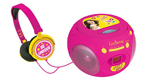 Soy Luna- Disney Reproductor Radio CD, Altavoz Portátil, Rosa (Lexibook RCD102SL) FM, AUX IN, Color