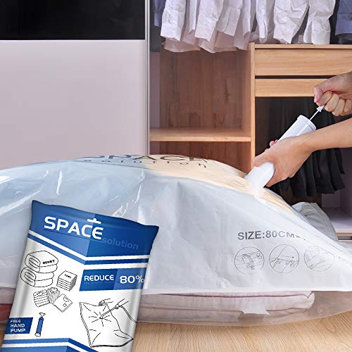 SPACE solution Bolsas de Almacenaje al Vacío 12 Unidades，4*Jumbo+4*Grandes+4*Pequeñas Almacenamiento al vacío a Prueba de Polvo para Guardar Ropa, Ropa de Cama,Almohadas, Viaje