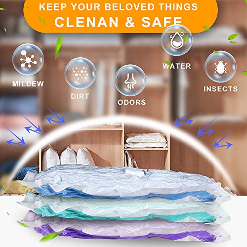 SPACE solution Bolsas de Almacenaje al Vacío 12 Unidades，4*Jumbo+4*Grandes+4*Pequeñas Almacenamiento al vacío a Prueba de Polvo para Guardar Ropa, Ropa de Cama,Almohadas, Viaje