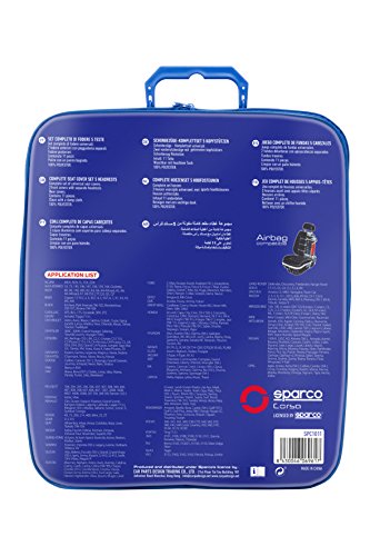 Sparco SPC1011 Juego de fundas para asientos de coche, color negro y azul, modelo CLASSIC, 11 Piezas