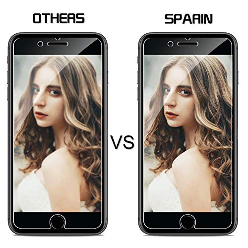 SPARIN [2-Pack] Protector Pantalla iPhone 7 Plus/iPhone 8 Plus, Cristal Templado iPhone 7/8 Plus, Vidrio Templado con [Sin Cobertura Toda Pantalla] [Alta Definición] [9H Dureza] [Anti-Huella]