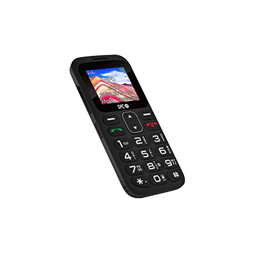 SPC Symphony - Teléfono móvil bluetooth, Dual Sim, con letras y números grandes y 5 números SOS – Color Negro