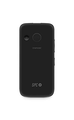 SPC Symphony - Teléfono móvil bluetooth, Dual Sim, con letras y números grandes y 5 números SOS – Color Negro