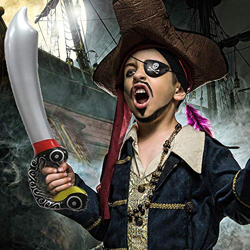 SPECOOL Accesorios de Pirata con Parche en el Ojo Pirata Pirata Espada Pendientes de Gancho de Pirata Conjunto Falso Bigote Pirata capitán Traje Conjunto para niños