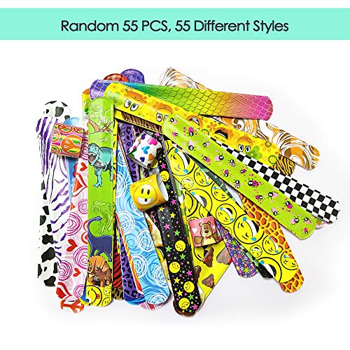 SPECOOL Pulsera Bofetada Pulseras de Juguete 55Pcs Slap Pulsera, Slap Bracelets, Banda de Pulsera, Fiesta Cumpleaños de Infantil Rellenos de Bolsa de Fiesta para niños niñas