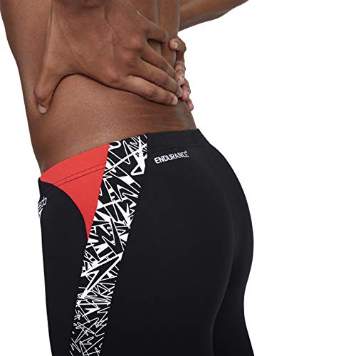 Speedo Boom Splice Bañador, Hombre, Negro (Black/White/Lava Red), 32