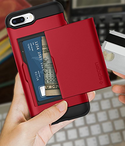 Spigen Funda iPhone 7 Plus, [Slim Armor CS] Slim Dual Layer diseño de la Cartera y Titular de la Ranura para Tarjeta para iPhone 7 Plus 2017 - Rojo