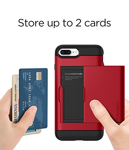Spigen Funda iPhone 7 Plus, [Slim Armor CS] Slim Dual Layer diseño de la Cartera y Titular de la Ranura para Tarjeta para iPhone 7 Plus 2017 - Rojo