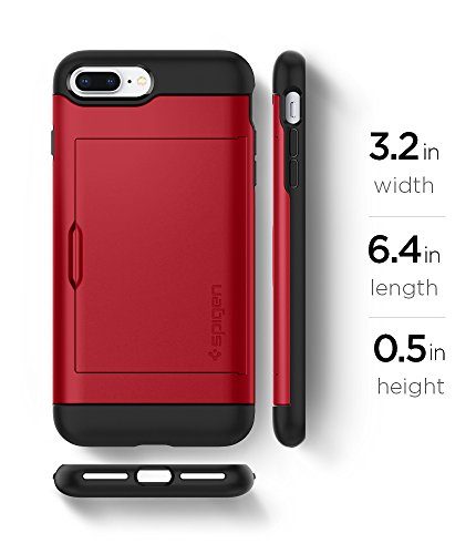 Spigen Funda iPhone 7 Plus, [Slim Armor CS] Slim Dual Layer diseño de la Cartera y Titular de la Ranura para Tarjeta para iPhone 7 Plus 2017 - Rojo