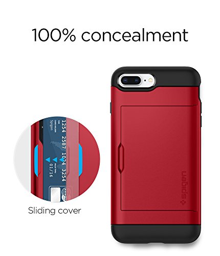 Spigen Funda iPhone 7 Plus, [Slim Armor CS] Slim Dual Layer diseño de la Cartera y Titular de la Ranura para Tarjeta para iPhone 7 Plus 2017 - Rojo