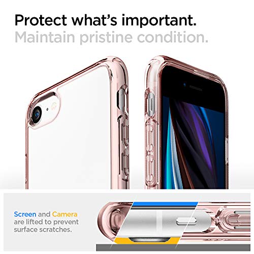 Spigen Funda Ultra Hybrid Compatible con Apple iPhone SE 2020/ iPhone 8/7 - Rosa Cristalina