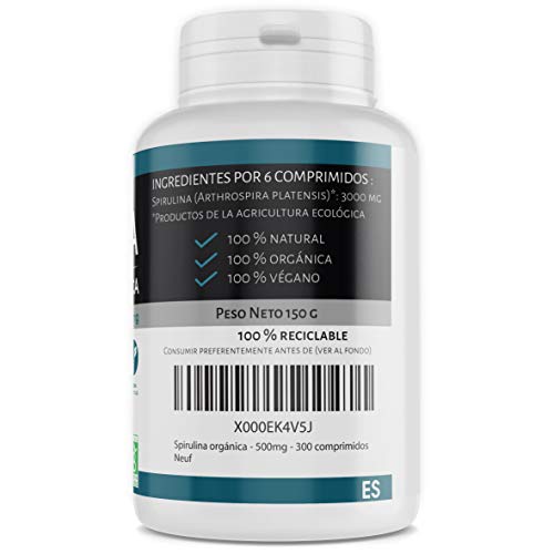 Spirulina orgánica 500mg - 300 comprimidos