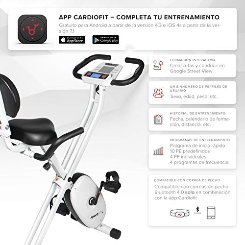 SportPlus SP-HT-1004-iE Bicicleta Estática Plegable con Control de Aplicaciones, Google Street View, Sillín Confortable, Manillar, 8-24 Niveles de Resistencia, Multicolor, 83 x 45 x 111 cm