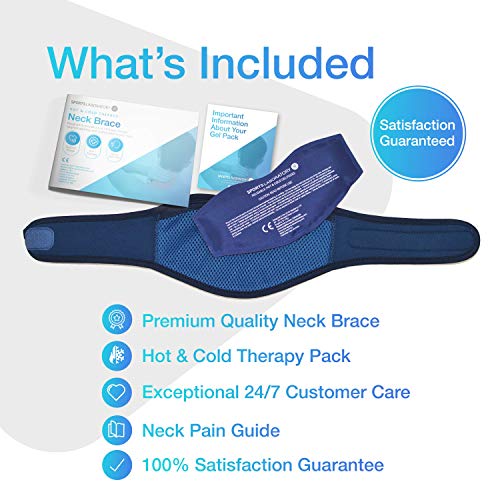 Sports Laboratory Collarín Cervical PRO+ Para el Alivio Del Dolor de Cuello, Bolsa De Gel Reutilizable Para Integrado Terapia Frío y Calor, Ajustable, Guía Gratuita Para el Dolor Cervical