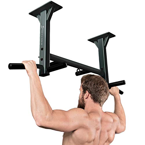 Sportstech Barra de dominadas para Techo 4en1 KS400, 3 Ranuras para TRX & Bolsa de Boxeo, 6 empuñaduras Antideslizantes, Muy Estable, Montaje en Techo, fijación y 8 Resistentes Tacos