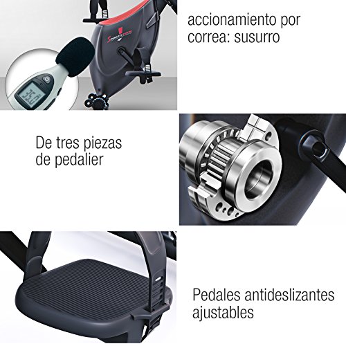 Sportstech Bicicleta Estática con Pantalla LCD y Sistema de Correa de Tracción -Marca Alemana de Calidad- Bici Estática con Asiento Cómodo y Sensores de Pulso - Bicicleta Plegable para Casa - X100-B