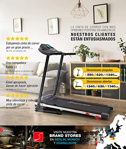 Sportstech F10 Cinta de Correr Modelo 2020 - Marca de Calidad Alemana + Video Eventos y App multijugador - Nueva Consola - | 1HP a 10 km/h | Cinta de Andar con 13 programas, inclinable + Plegable