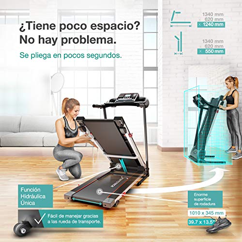 Sportstech F10 Cinta de Correr Modelo 2020 - Marca de Calidad Alemana + Video Eventos y App multijugador - Nueva Consola - | 1HP a 10 km/h | Cinta de Andar con 13 programas, inclinable + Plegable