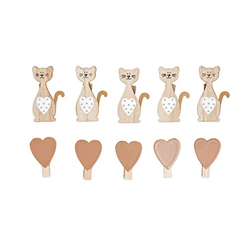 SPOTTED DOG GIFT COMPANY Portafotos con Pinzas 39 x 39 cm Tableros de Anuncios, Tableros de Notas, Gato y Corazón Decoracion Madera para Pared, Regalo para los Amantes del Gatos e Animales