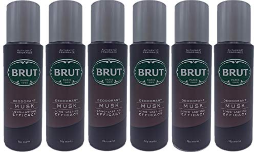 Spray corporal desodorante de brut, almizcle de 200 ml, pack de 6