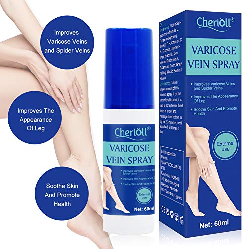 Spray de Varices, varicosa, Spray Para Varices y Piernas Cansadas e Inflamadas, Relieve Flebitis Angiitis, Inflamación, Cuidado de Piernas Suave, 60 ml