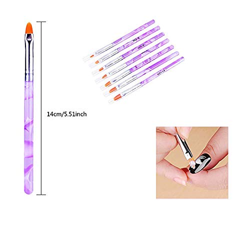Sprießen Juego de 7 Pinceles Pintauñas UV Gel parara Decorar Uñas Nail Art Decoration/Manicura para aplicar gel UV o decorar uñas postizas acrílicas Salon y DIY -Púrpura
