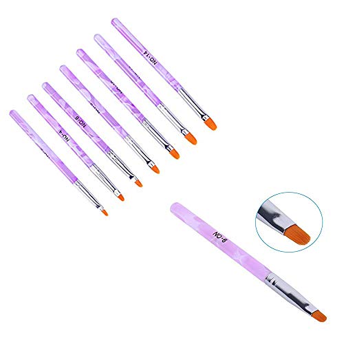 Sprießen Juego de 7 Pinceles Pintauñas UV Gel parara Decorar Uñas Nail Art Decoration/Manicura para aplicar gel UV o decorar uñas postizas acrílicas Salon y DIY -Púrpura