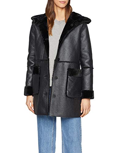 Springfield 8.G.MD.Abrigo Piel Doble Faz Cárdigan, Negro (Negro 1), 40 (Tamaño del Fabricante:40) para Mujer