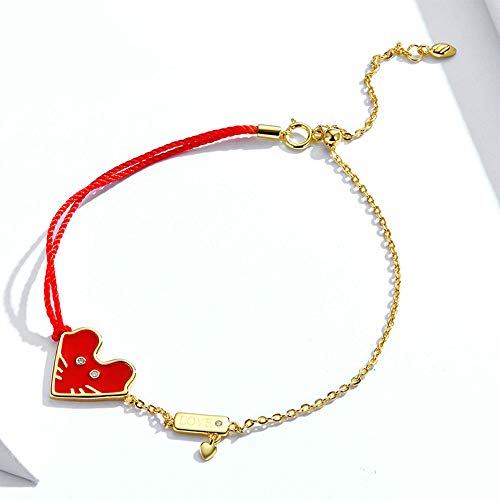 Springisso Joyería De Las Mujeres Guofeng Natal Año Cuerda Bebé Rata Linda S925 Plata Pulsera Roja De Bricolaje La Verdadera Chapado En Oro Pulsera Regalo De Cumpleaños Caja De Regalo De Embalaje