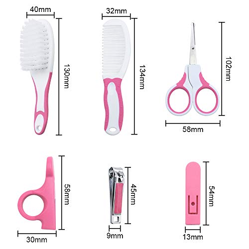 SPTwj Kit de cuidado del bebé con cepillo para el pelo para manicura profesional kit de accesorios para cuidado del recién nacido, salud del bebé(rosa)