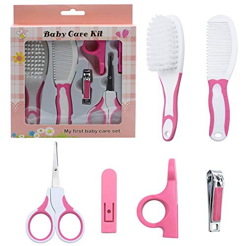 SPTwj Kit de cuidado del bebé con cepillo para el pelo para manicura profesional kit de accesorios para cuidado del recién nacido, salud del bebé(rosa)