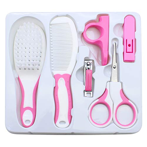 SPTwj Kit de cuidado del bebé con cepillo para el pelo para manicura profesional kit de accesorios para cuidado del recién nacido, salud del bebé(rosa)