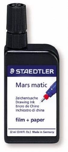 STAEDTLER 745 M2-9. Tinta china Mars Matic M2 bi-soporte papel vegetal y poliéster. Frasco 22 ml, color negro intenso
