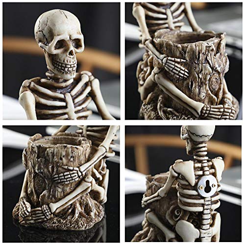 starshop Soporte para lápiz con Forma de Calavera, Soporte para Llave Esqueleto, Soporte para Pinceles de Maquillaje, Suministros de Escritorio para Oficina en casa, Accesorio Organizador