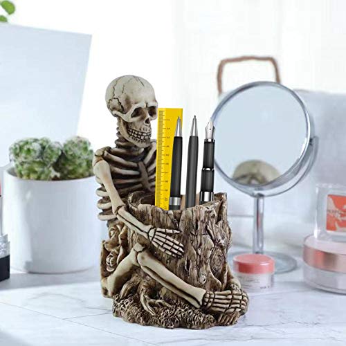 starshop Soporte para lápiz con Forma de Calavera, Soporte para Llave Esqueleto, Soporte para Pinceles de Maquillaje, Suministros de Escritorio para Oficina en casa, Accesorio Organizador