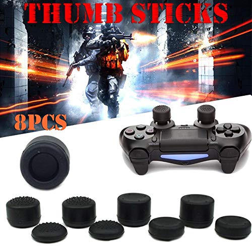 starter Puños de Pulgar - Controlador Thumb Grips para PS4 Xbox PS3 X360, Mushroom Headed Silicone Cap Analog Stick Grips Fundas Skins/Slim Controller, Best Caps para Juegos - Negro (8 PCS)