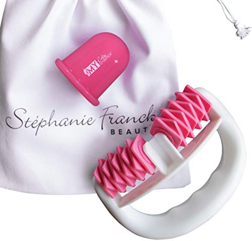 Stephanie Franck Beauty's el tratamiento anti celulitis con rodillo para celulitis y taza y de masaje en una bolsa en algodon para llevar